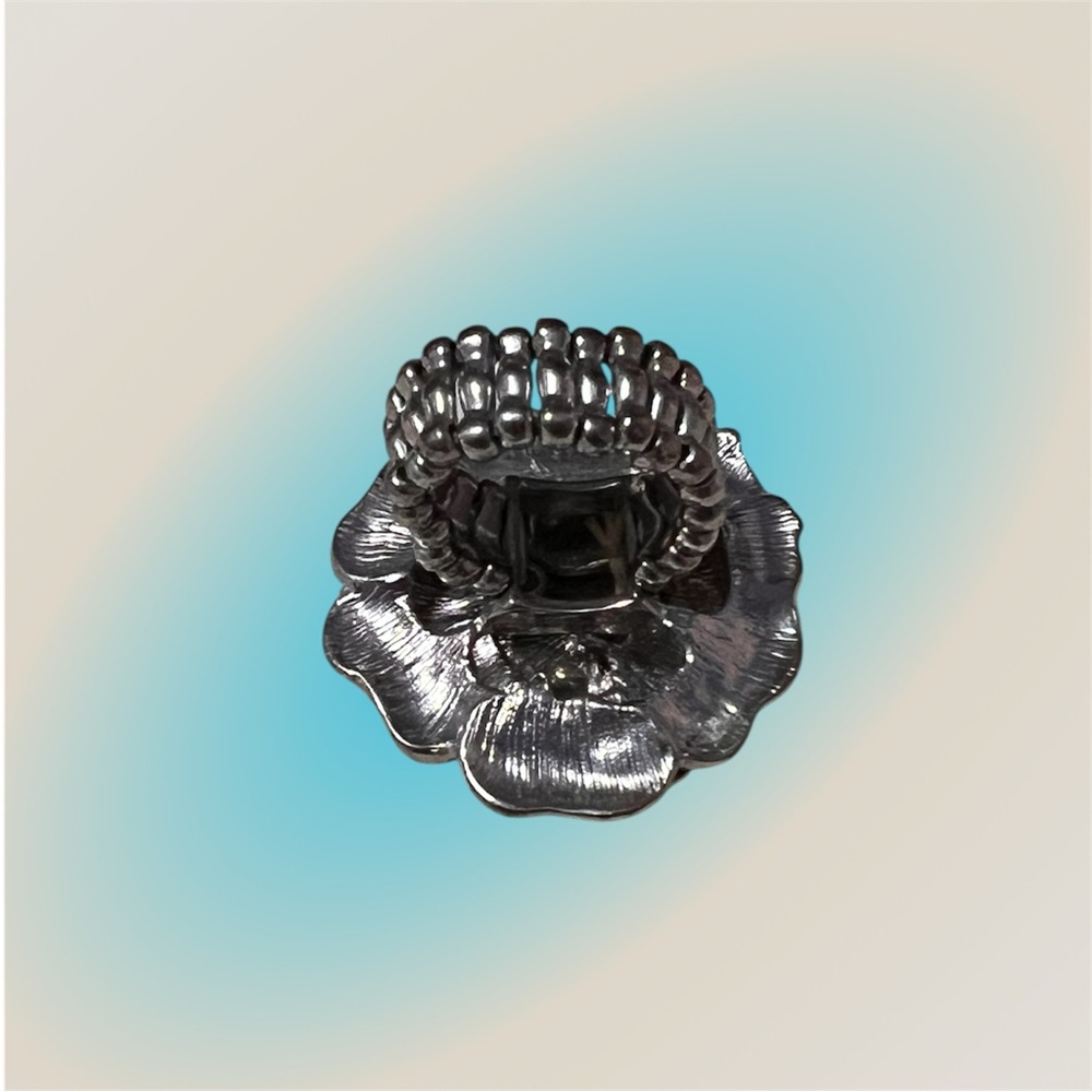 Multicolor Rhinestone Floral Statement Ring Vinta… - image 2